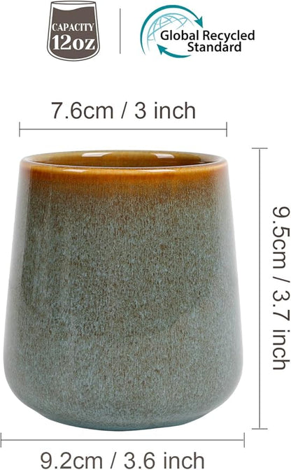 INGOFIN Ceramic Toothbrush Holder Cup, 12 oz Toothpaste Holder for Bathroom Vanity and Countertop, Organizer for Cosmetic, Makeup, Office Pencils, for Hotel Apartment, Kiln-Glazed