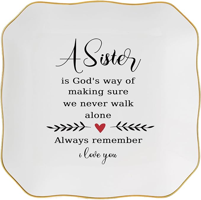 Jelershy Sister Gifts from Sister Ring Jewelry Dish - A Sister is God's Way of Making Sure We Never Walk Alone, Christmas Mother's Day Valentien's Birthday Gift for Sisters from Sisters Adult