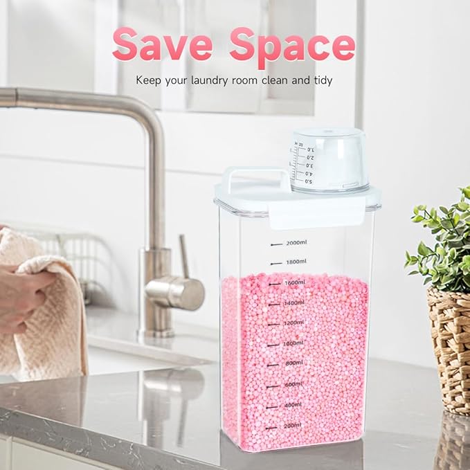 Tokokimo 2 Packs Laundry Detergent Dispenser, Laundry Power Container,Laundry Scent Booster Beads Dispenser for Washing Powder, Soda Powder, Grain