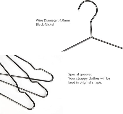 Better to U 17 Inch Black Silver Metal Hanger Adult Clothes 20 Pack, 4.0mm Heavy Duty Shirt Blouse Hanger for Coat Suit, Space Saving Slim Wire Hanger for Camisole Trousers Dress