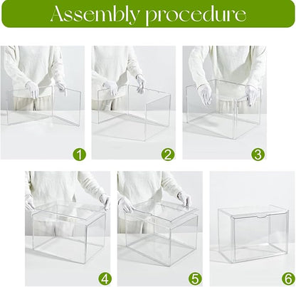 Acrylic Display Case with an Adjustable Divider, 2 Tiers XXX-Large Boot Shoe Storage Boxes Clear Plastic Stackable Storage Bin with Lids Super Large Clear Display Box for Shoes, Collectibles