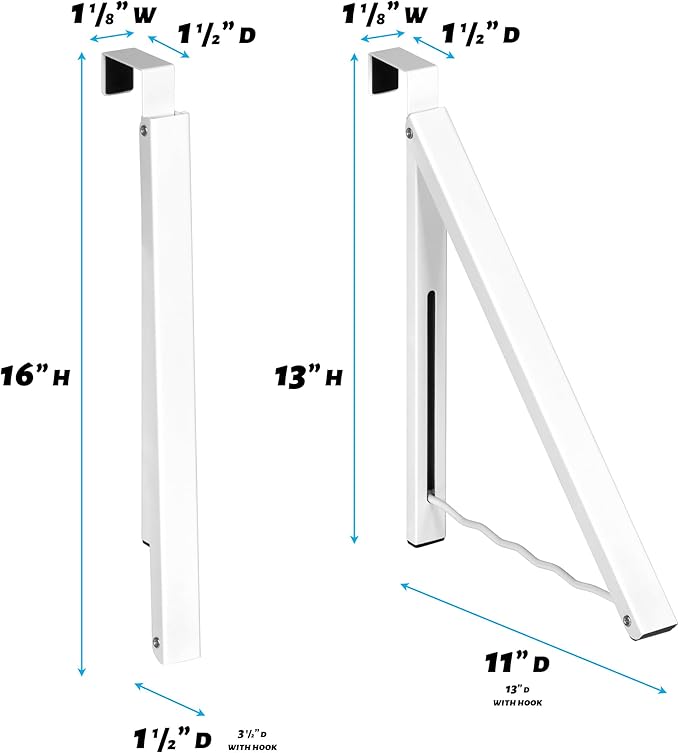 HOLDN’ STORAGE Over The Door Hanger - Single Foldable Rack Organizer for Hanging Clothes, Coats & Towels, Ideal for Dorm Rooms, Laundry, Bathrooms, Etc - Holds up to 20 LBs, Collapsible - White