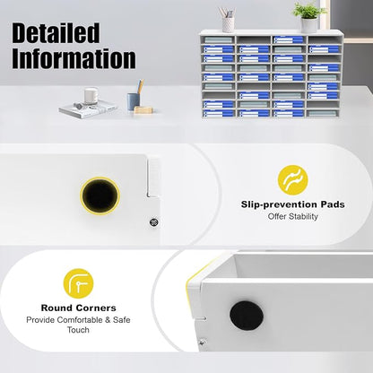 Literature Organizer Sorter,Desktop File Sorter Mail Center Magazine Paper Storage PVC Board File Holder Mailbox Student Classroom Keepers for Home&Office (White, 36 Slots)