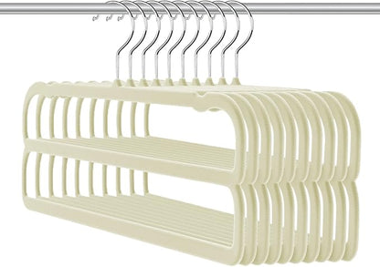 Velvet Pants Hangers 10 Pack,2 Tier Jeans Hanger,Premium Non Slip,Thin Space Saving Slim Trousers Hanger,13.77inch