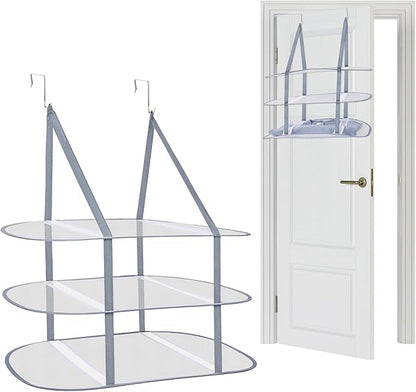 2 Pcs Sweater Drying Rack Over The Door Foldable, 3 Tier Mesh Clothes Dry Hanger Large Laundry Drying Rack for Apartments, Dorm Rooms