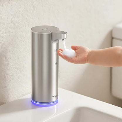 SUNLY Automatic Foam Soap Dispenser, 0.2s Fast Sensor, USB-C Rechargeable, Smudge-Resistant Stainless Steel, Touchless Liquid & Foaming Soap Dispenser for Bathroom, Kitchen, Hotel, Silver