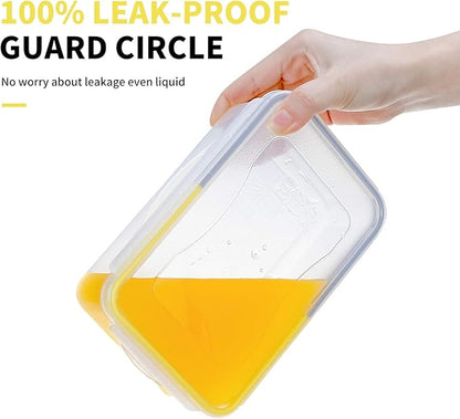 KIGI 2 PACK 38.9Oz Reusable Meal Prep Containers with Lids, Airtight Food Storage Containers Set, Leak-proof To Go boxes for Food, Microwave & Freezer & Dishwasher Safe (Yellow-grey)