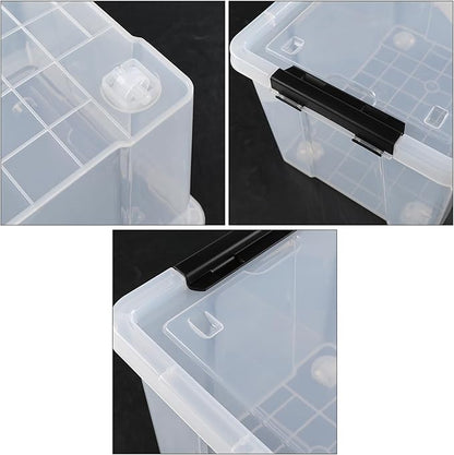 Sandmovie 6 Pack 22 Quart Plastic Clear Storage Box with Wheels, Plastic Latching Bins with Lids