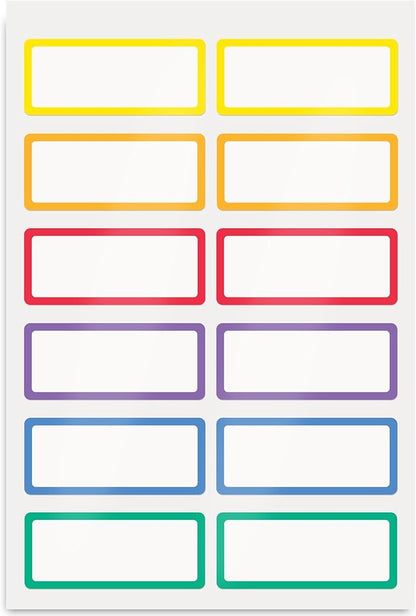 Avery No-Iron Fabric Name Labels, Rainbow Borders Preprinted Designs, Handwrite-Only, 2-Pack, 48 Preprinted Labels (22281)