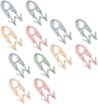12-Piece Foldable Travel Hangers with Clips - Collapsible Coat Hanger for Pants, Socks, Underwear & Drying Rack