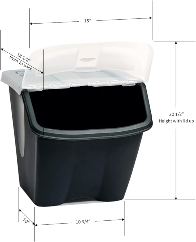 Redmon Since 1883 10 Gallon Stackable Shutter Bins, Black, 7316