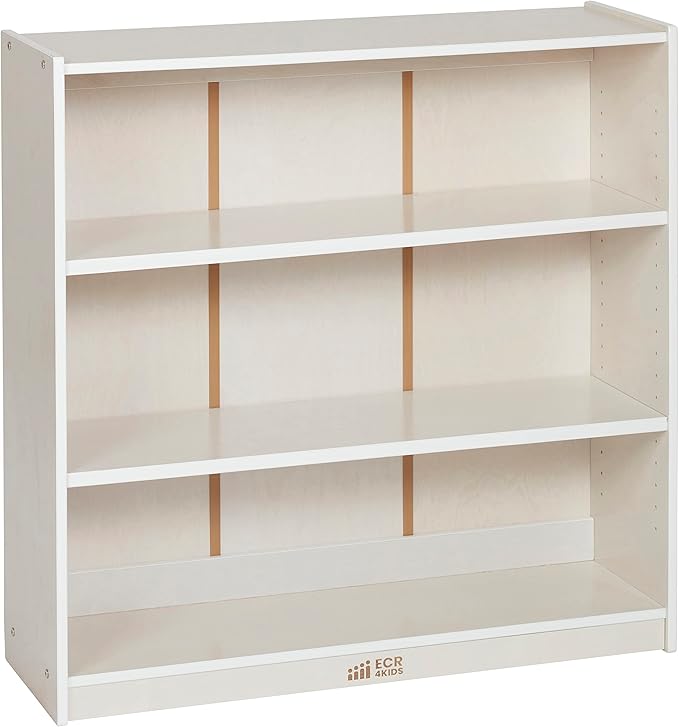 ECR4Kids Wooden Classic Bookcase with Adjustable Shelves, 36in, Classroom Bookshelf, White Wash