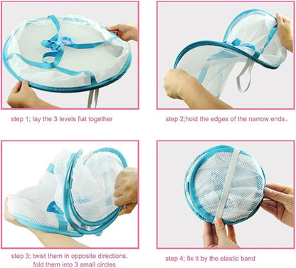 Fashion & Lifestyle Large Size Sweater Hanging Dryer, 3 Tier Folding Drying Rack, Lay Flat to Dry Mesh Clothes Hanger for Delicates and Swimsuit