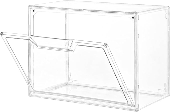 Freebat Stackable Storage Bins,Clear Acrylic Display Case, Acrylic Boxes with Lids, Stackable Storage for Handbags & Purse, Magnetic Lid Storage Bins for Home Organization-1 Pack