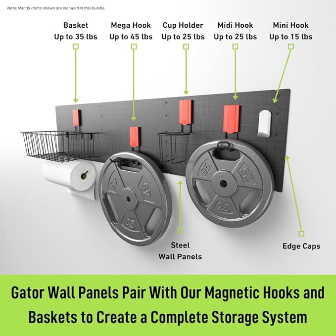 GATOR MAGNETICS 2 Pack Heavy Duty Steel Wall Panels 16.75 x 12 in Panels Wall Storage & Organization System, Easy Install – Nesting Design Uses 100% of Space, Garage Organizer