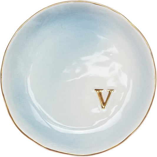 COLLECTIVE HOME - Ceramic Jewelry Tray, Decorative Trinket Dish for Rings Earrings Necklaces Bracelet Watch Keys, Birthday Mother's Day Christmas Gift for Women, 4.75", Colored Surface (V)