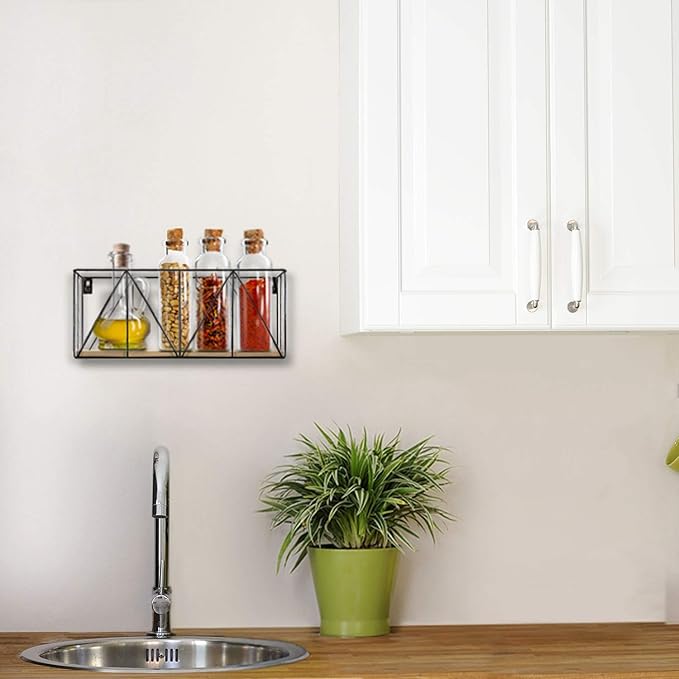 Blue Donuts Small Wire Baskets for Storage Wall Mount - Stackable for Organizing, Rectangular Hanging for Living Room, Kitchen, Pantry, Fruit Basket, Black