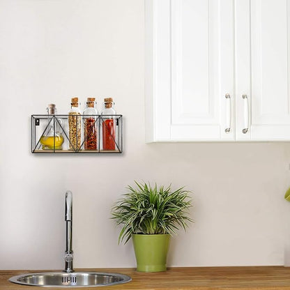 Blue Donuts Small Wire Baskets for Storage Wall Mount - Stackable for Organizing, Rectangular Hanging for Living Room, Kitchen, Pantry, Fruit Basket, Black