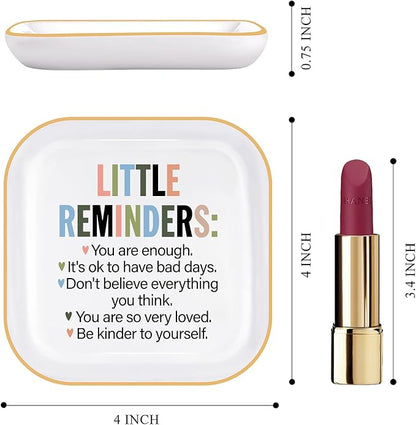 Motivational Gifts for Women – Little Reminders: You are enough... Affirmations Ring Dish, Inspirational Quote Jewelry Tray Gifts For Friends,Besties,Coworkers Employee Appreciation Gift