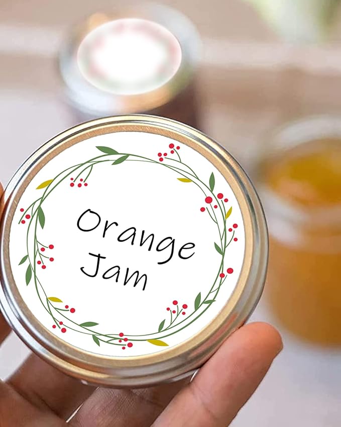 500pcs 2" Canning Labels - Round Mason Jar Stickers, 2 Wreath Designs, Food & Spice Bottle Labels