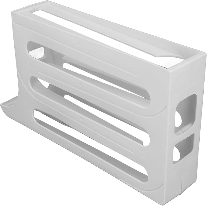 Aramox Auto Rolling Egg Dispenser Automatic Rolling Holder Organizer 2 Pack 4 Tier Space Saving Refrigerator Container Holds 60 Eggs with Non Slip Feet for Kitchen Fridge (White)
