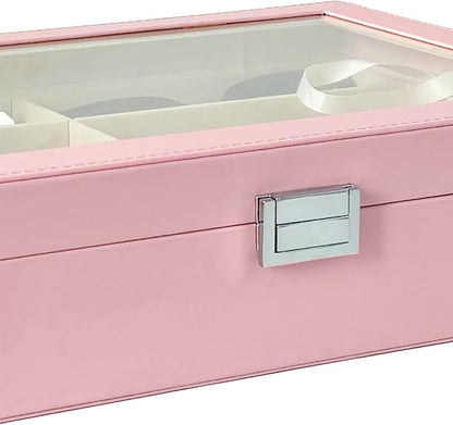 UnionPlus 8-Slots Sunglasses Case Organizer, Eyeglass Glasses Display Holder Collector, Multiple Sunglasses Storage Case, Pink