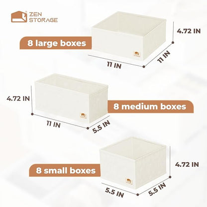 Sturdy Drawer Organizers (24-Pack) - Fabric Dresser Drawer Organizers & Dividers for Nursery Organization, Baby Organizers and Storage for Clothes, Socks & Underwear, White