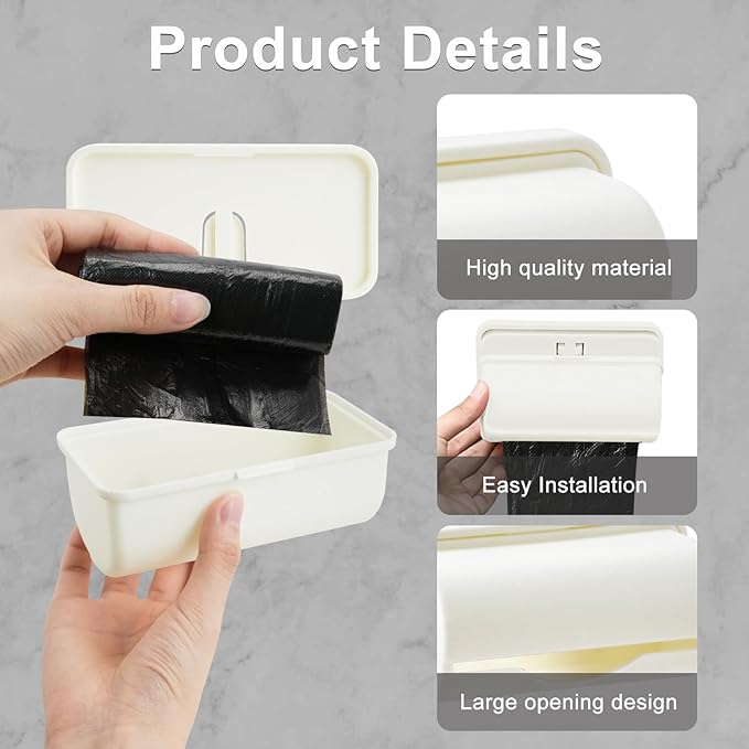 3 Pcs Fine Liner Trash Bag Holder Dispenser, Wall Mounted Plastic Bag Organizer with Trash Bags 100 Counts, Garbage Bag Holder Under Sink for Bottom of Can for Kitchen Cabinet