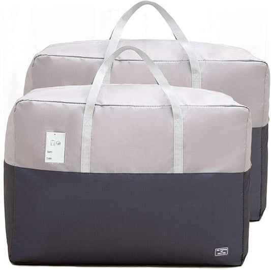 105L Clothing Storage Bags, 2pcs Comforter Storage Bags for Blankets and Quilts, Bedding, Sweaters, Pillows, Zippered Heavy Duty Extra Large Packing Bags for Moving