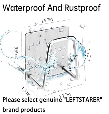 LEFTSTARER 4 Pack Sink Sponge Holder for Kitchen Sink Premium SUS304 Stainless Steel Rustproof Waterproof Quick Drying Small Strong Adhesive Sponge Holder (4)