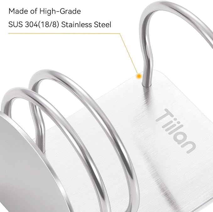 Tiilan Toothbrush Holder Wall Mounted, Bathroom Storage Stand for Razor, Toothpaste - Self Adhesive, Stainless Steel, Silver