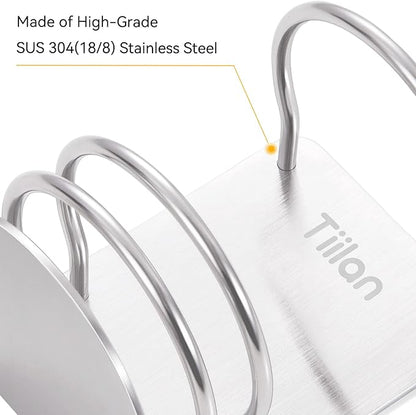 Tiilan Toothbrush Holder Wall Mounted, Bathroom Storage Stand for Razor, Toothpaste - Self Adhesive, Stainless Steel, Silver