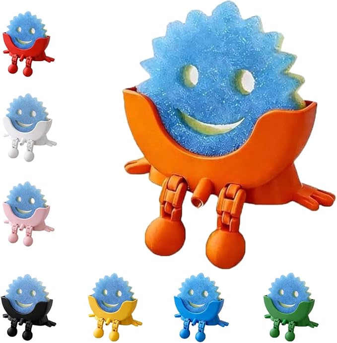 3D Printed Cute Smiley Sponge Holde - With Drainage,Keeps Your Sponge Dry & Smiling,For Cute Smiley Sponge Holder (orange, small size)