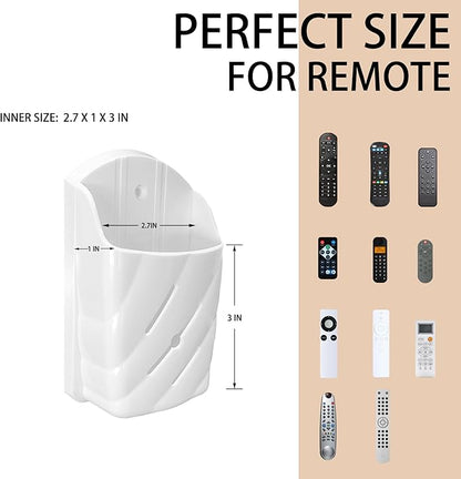 Remote Control Wall Mount 2Pcs Stylish Remote Organizer ABS Plastic Storage Box for TV AC Fan Remotes, No-Drill Adhesive or Screw Installation for Bedroom Headboard Office (White)