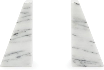 Fox Run Triangular 100% Natural Polished White Marble Bookends 4 x 3 x 6 inches