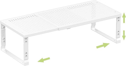 Heavy-Duty Adjustable Metal Shelf Organizer - Expandable & Stackable Pantry Storage Rack for Kitchen, Bathroom, RV, Cabinets(1 Pack/White, Large)