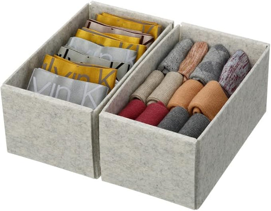 YBM HOME Clothes Drawer Organizer - Set of 2 Drawer Organizers for Bra, Underwear, Lingerie, Socks, Ties ETC - Foldable, Easy Assemble, Breathable Organizer Bins for Bedroom and Closet, 1251-4