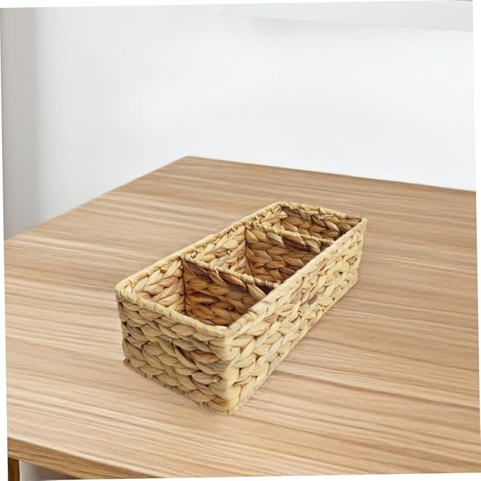 ABOOFAN Seagrass Box Rattan Storage Basket Handwoven Woven Storage Basket for Shelves and Desk