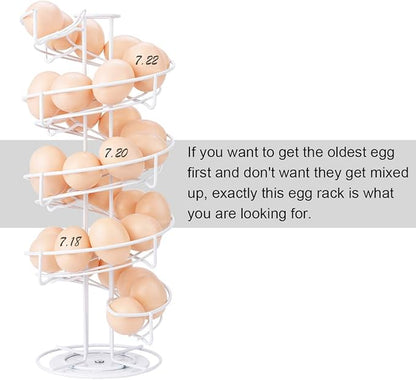 Toplife Spiral Design Metal Egg Skelter Dispenser Rack, Storage Display Rack, White
