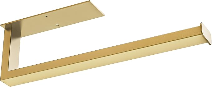 Paper Towel Holder, SUS304 Stainless Steel Under Cabinet Paper Towel Bar, Self Adhesive or Wall Mount, Paper Towel Roll Rack for Kitchen and Bathroom (Brushed Gold)