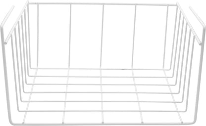 YBM HOME Under Shelf Wire Basket Storage Organizer for Kitchen Pantry - White Hanging Metal Wrap Rack, Easy to Install, (2 Pack, Small) 2221-2