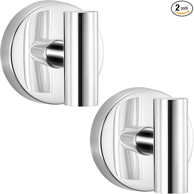 warlve Heavy Duty Reusable Suction Cup Hooks for Shower - No Drill Bathroom/Glass/Mirror/Tiles & Metal Surfaces,and Smooth Non-Porous Surfaces for Towels, Robes, Loofahs (2, Chrome Polished)