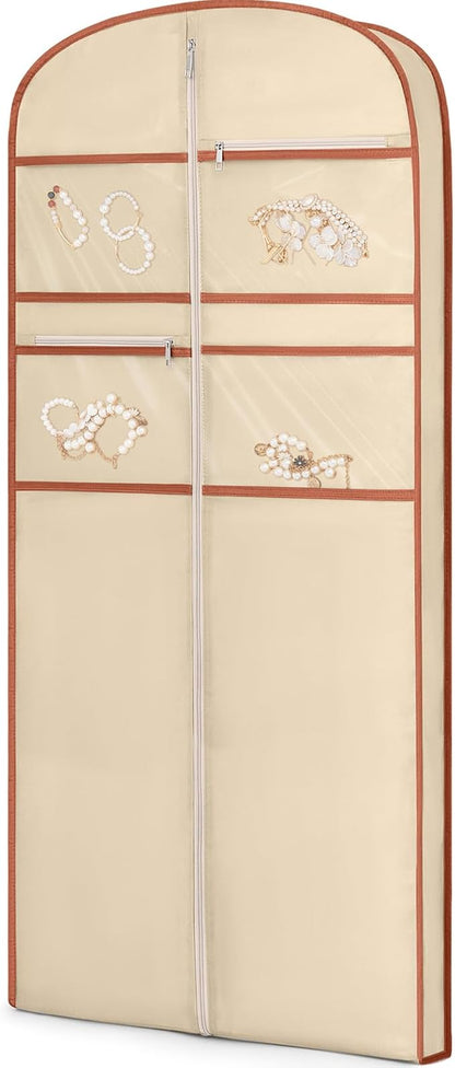 65" Garment Bag for Travel for Hanging Clothes Storage Hanging Suit Cover with Zipper and Accessory Storage for Coats, Dresses, Suits