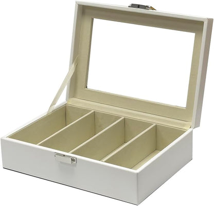UnionPlus 4-Slots Sunglasses Case Organizer, Eyeglass Glasses Display Holder Collector, Multiple Sunglasses Storage Case, White