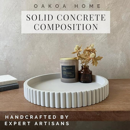 OAKOA Round Decorative Tray for Coffee Table Decor - Concrete Round Tray Home Decor - Bandejas Decorativas - Circle Coffee Table Centerpiece