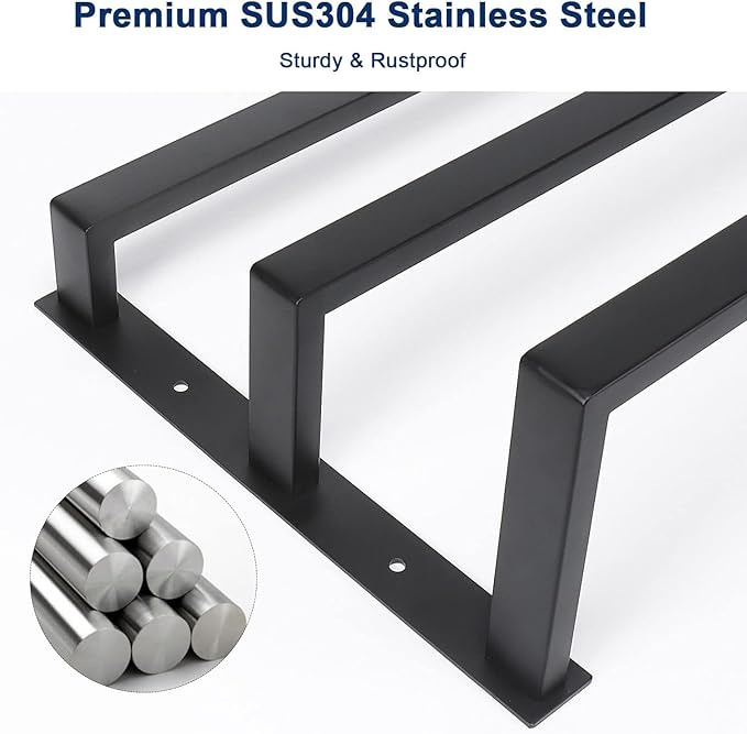 NearMoon Bathroom Towel Bar, Towel Rod Holder, Square Shelf Rack Hanging Towel for Bath, Thicken SUS304 Stainless Steel Towel Rack Wall Mounted-3-Tier Bath Accessories (24 Inch, Matte Black)