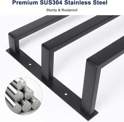 NearMoon Bathroom Towel Bar, Towel Rod Holder, Square Shelf Rack Hanging Towel for Bath, Thicken SUS304 Stainless Steel Towel Rack Wall Mounted-3-Tier Bath Accessories (24 Inch, Matte Black)