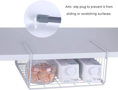 SUFAUY Under Shelf Basket Storage, 2-Pack Under Cabinet Hanging Wire Organizer for Pantry Kitchen, 11.6“D x 12.6" W x 5.8”H, White
