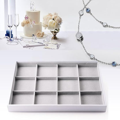 Oirlv Hand Made Velvet Stackable Jewelry Trays Rings Earrings Bracelet organizer Storage Tray (12 Grids)