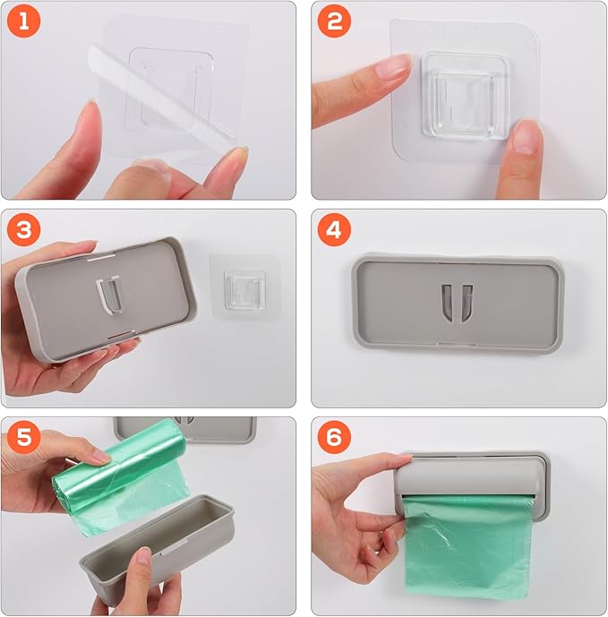 Gatuida 3pcs Wall Mount Trash Bag Containers, Adhesive Garbage Bag Box, Plastic Bags Storage for Kitchen Bathroom (Random Color)